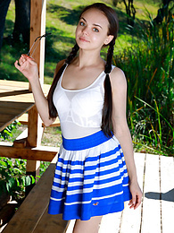 Find-Best-Babes.com presents: Fresh-Faced russian beauty Mia Grandy gets totally naked on a picnic table in a garden